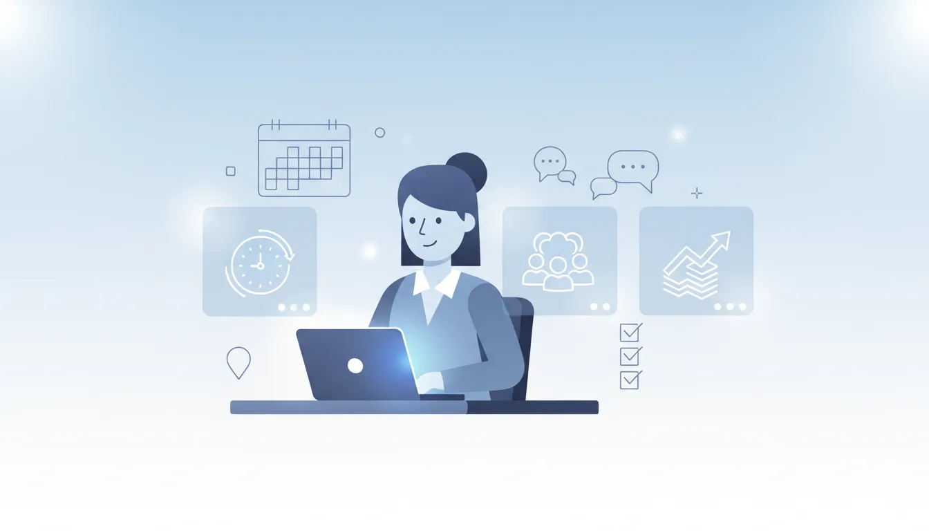 Illustration of an AI-powered tutoring platform showing teacher workflow icons for saving time, retaining students, and increasing earnings with no text.