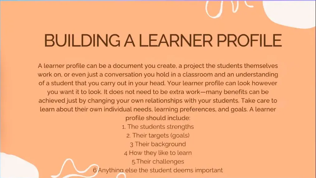 Example of a learner profile