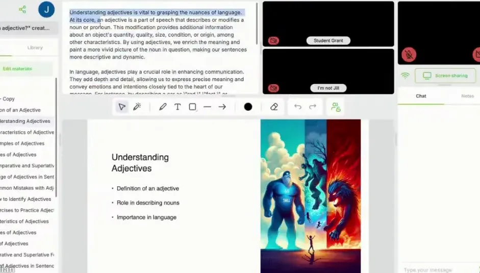 Student view vs teacher view showing teacher notes hidden from students
