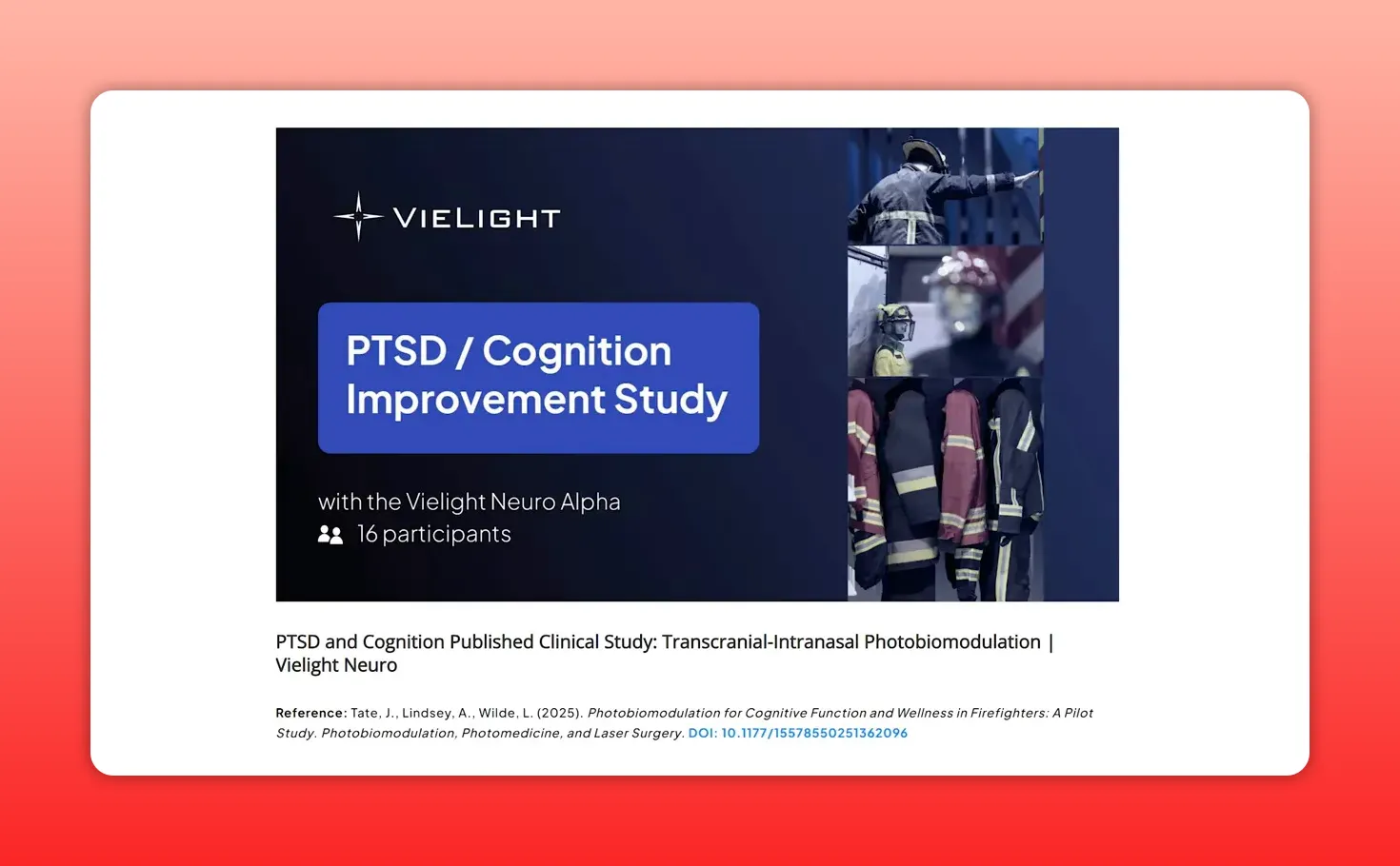 Slide: PTSD / Cognition Improvement Study with the Vielight Neuro Alpha, 16 participants
