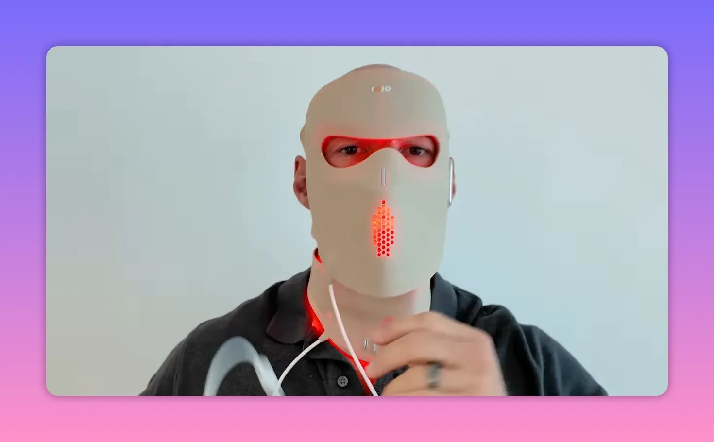 Rojo Dorado LED face mask worn front-on showing eye and nose coverage