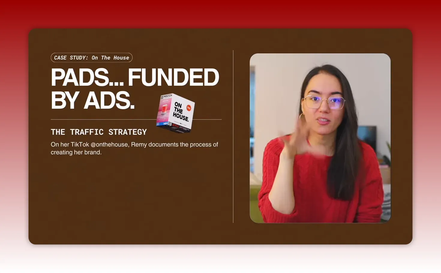 Slide reading 'PADS... FUNDED BY ADS. THE TRAFFIC STRATEGY' with an added one-line description and the presenter speaking on the right