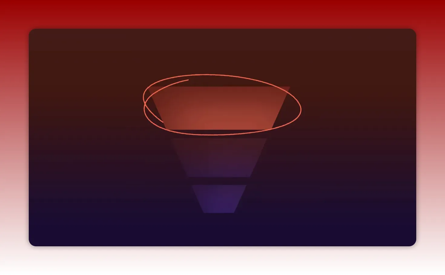 Inverted marketing funnel graphic with the top segment highlighted by a hand-drawn orange circle.
