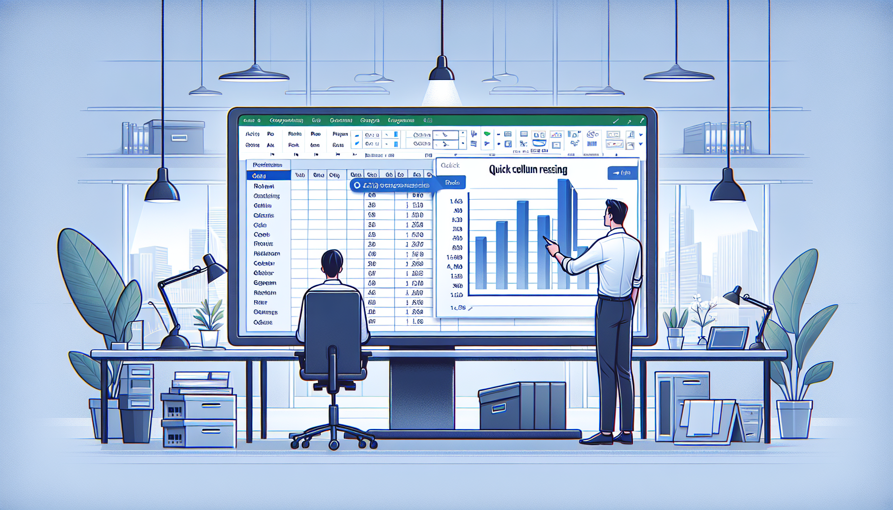 Illustration of a user resizing a column in Excel