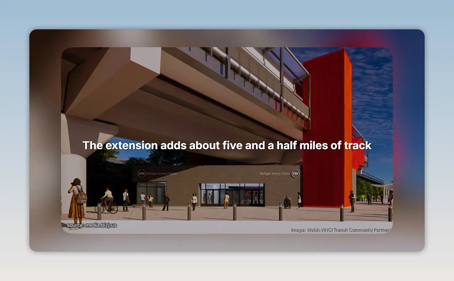 Satellite map showing the planned Red Line extension route south from 95th Street