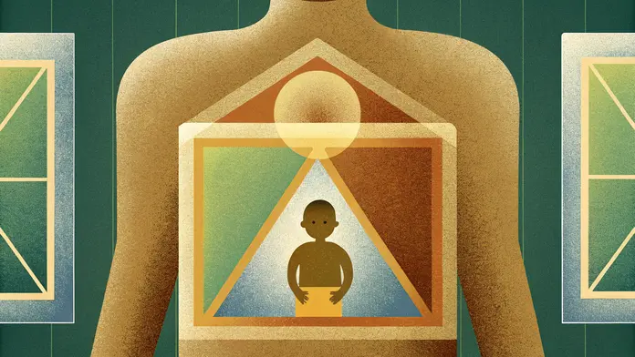 Enfant int&eacute;rieur visible dans le corps d'un adulte &agrave; travers un cadre g&eacute;om&eacute;trique - enfant int&eacute;rieur &agrave; l'origine des sch&eacute;mas r&eacute;p&eacute;titifs