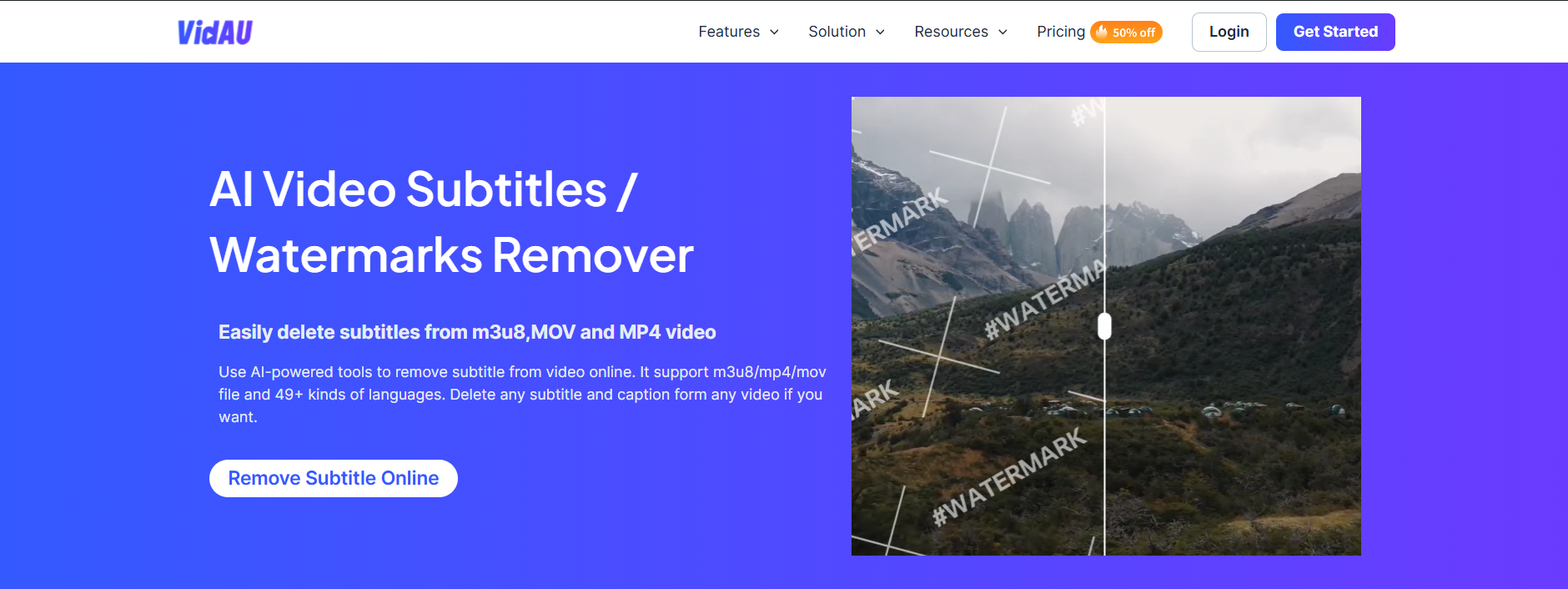 VidAU watermark remover to clear watermark online