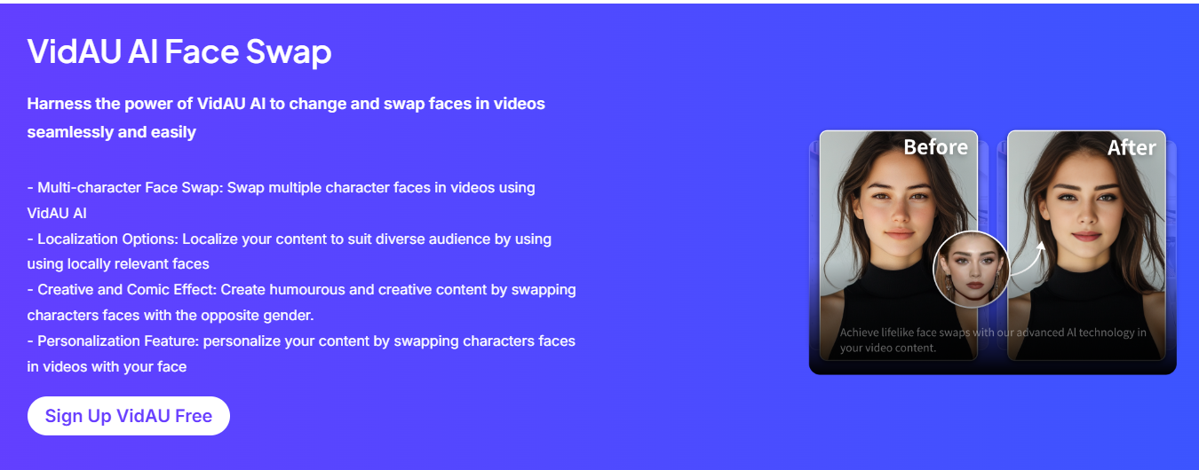 VidAU AI face swap feature