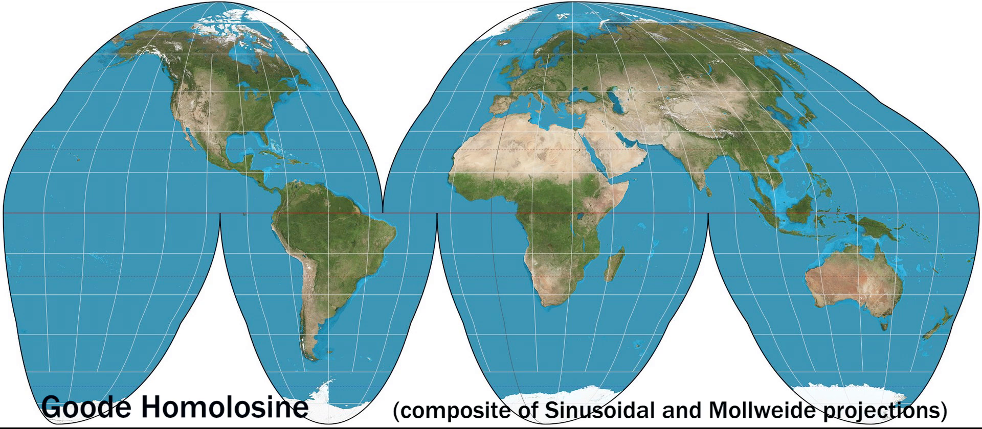 Good homologized projection showing interrupted map features