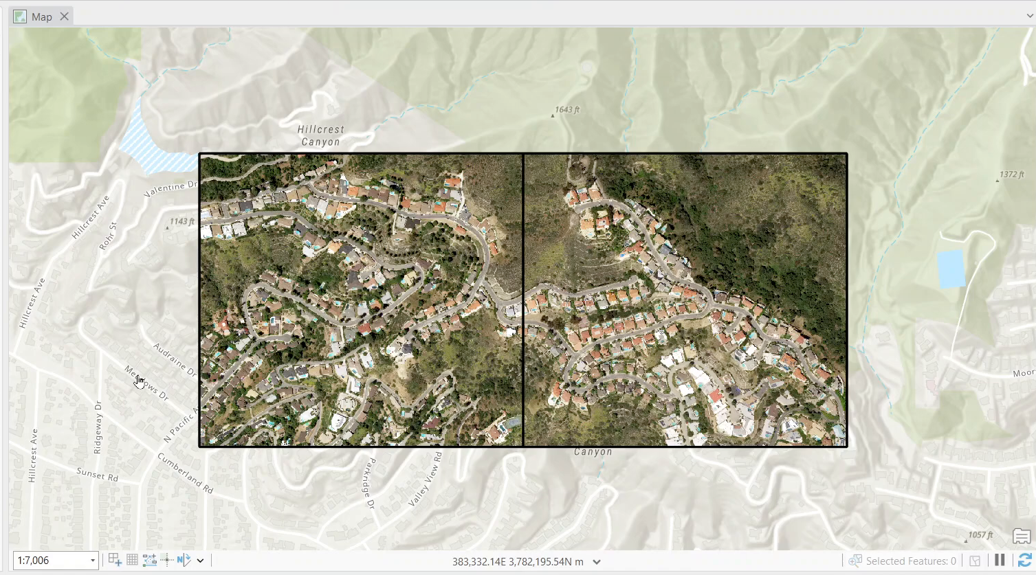 Two separate images located in California