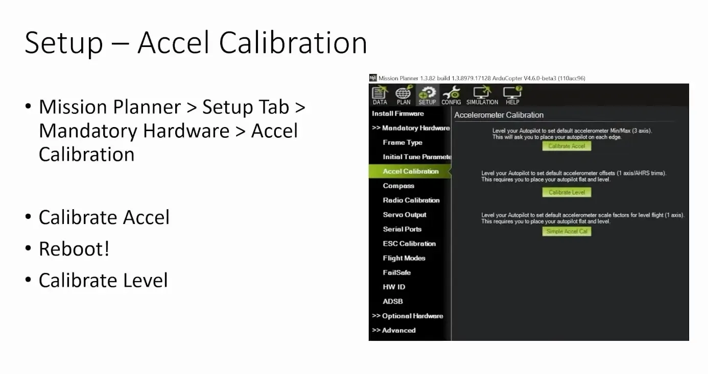 Calibrating the accelerometer in Mission Planner