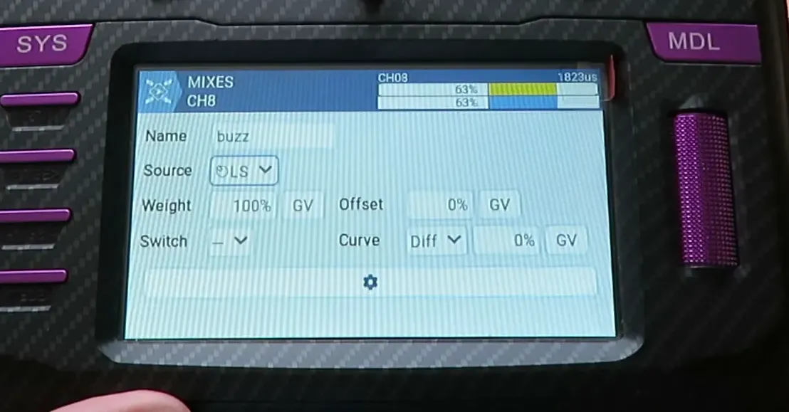 Creating a buzzer mix on channel 8 and naming it 'buzz'