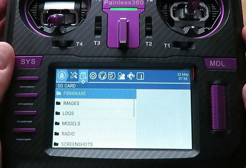 SD card file browser listing .wav sound files and images
