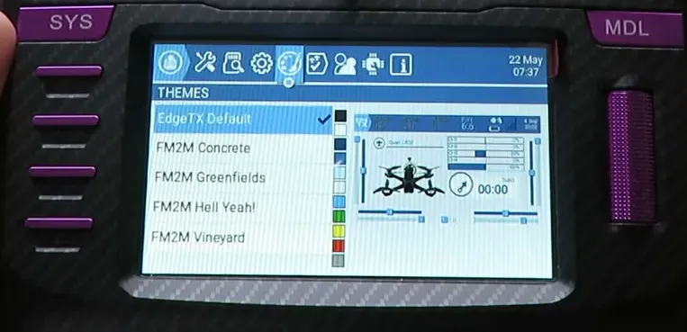 Theme selector with multiple colour themes shown