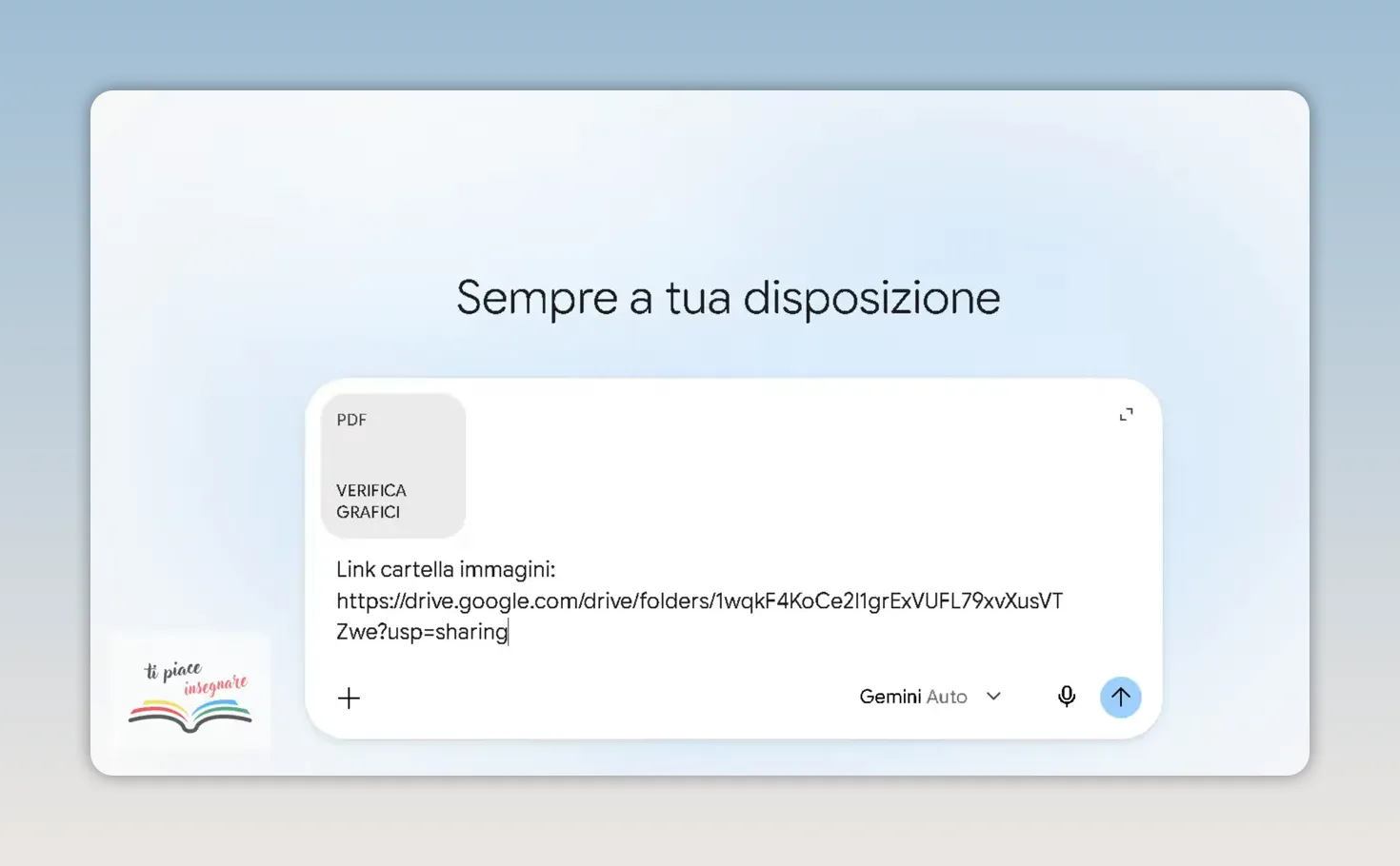 Istruzioni in Gemini per mantenere la numerazione degli esercizi, trascrivere le tracce e inserire i grafici da Drive