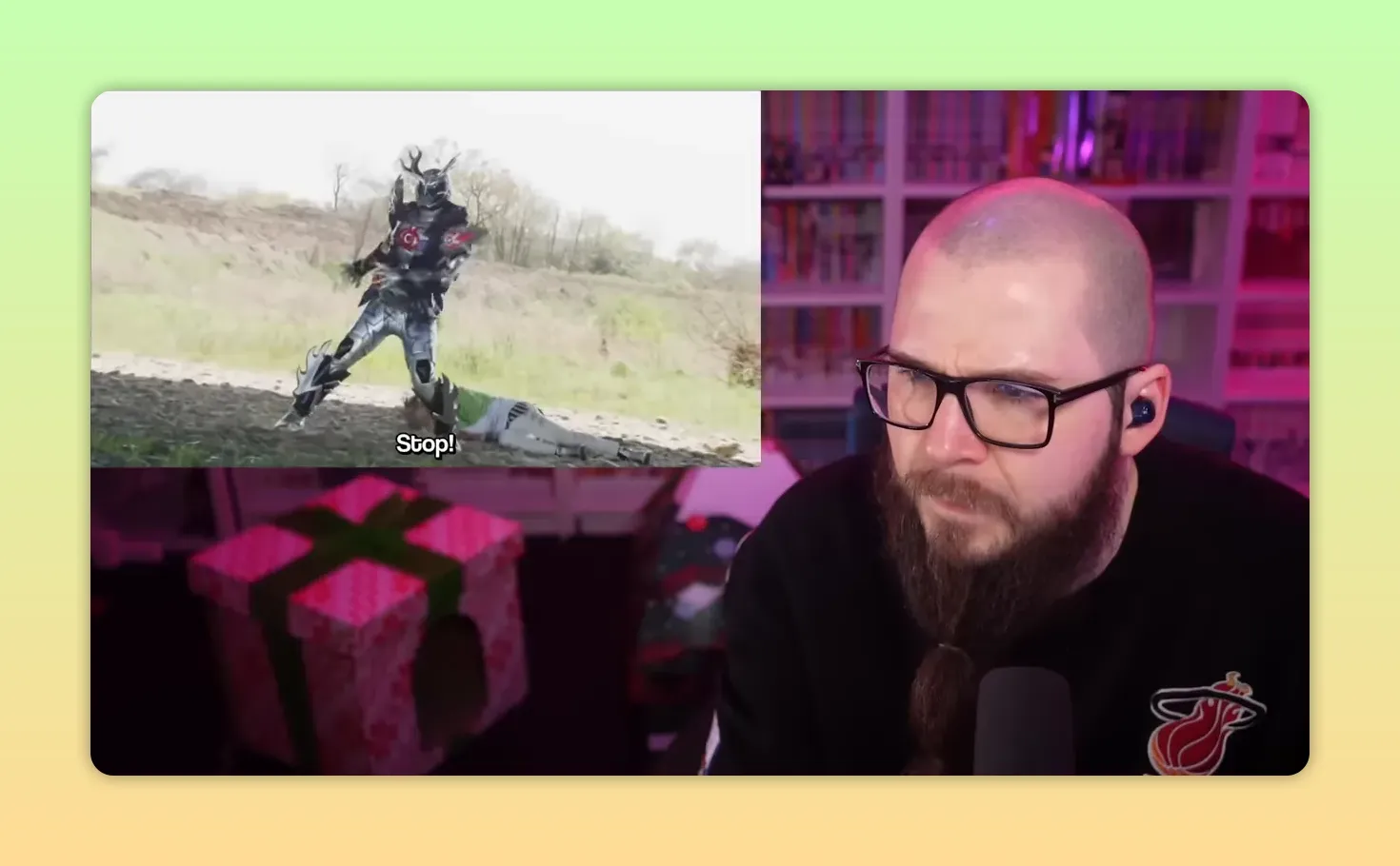 armored rider advancing beside a fallen figure in a run-through finisher shot