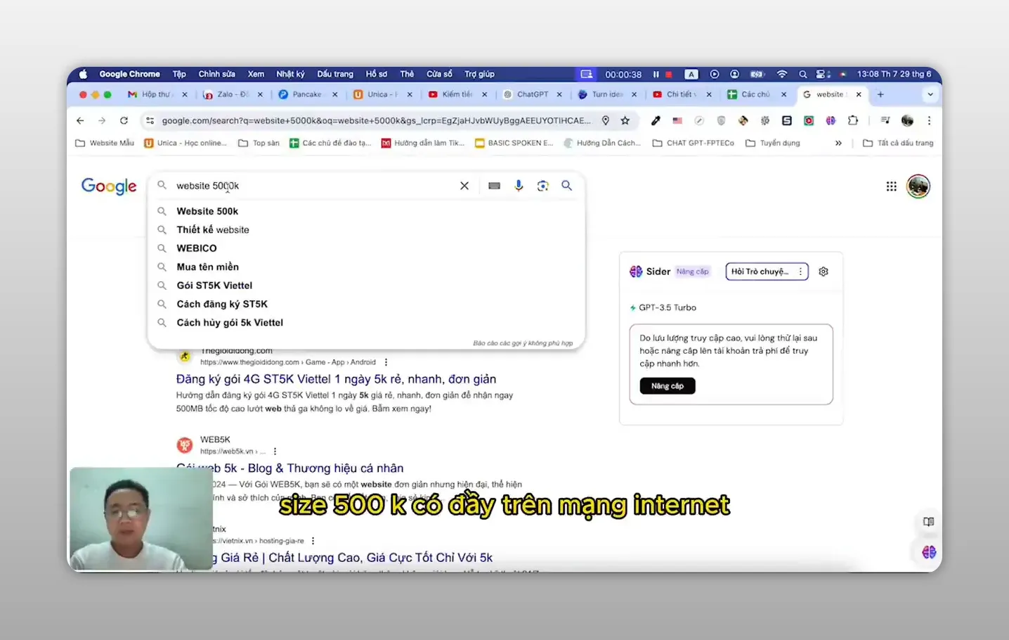Trang kết quả tìm kiếm Google cho từ khóa website giá rẻ