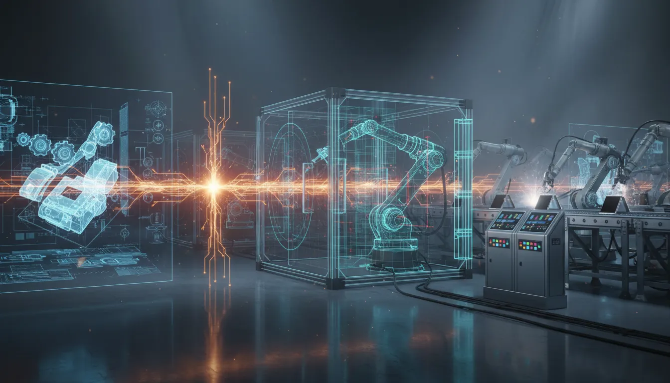 Plynulé propojení AI v průmyslové výrobě od návrhu přes simulace a robotiku až po fungující tovární halu