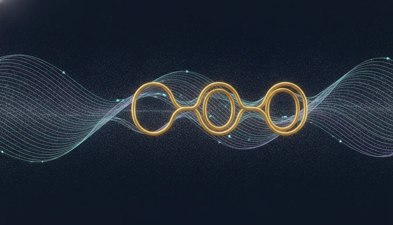 Abstract illustration of a smooth mathematical transformation that doubles topological loops while maintaining a calm, low-entropy structure, shown with controlled branching curves and a stable loop network.