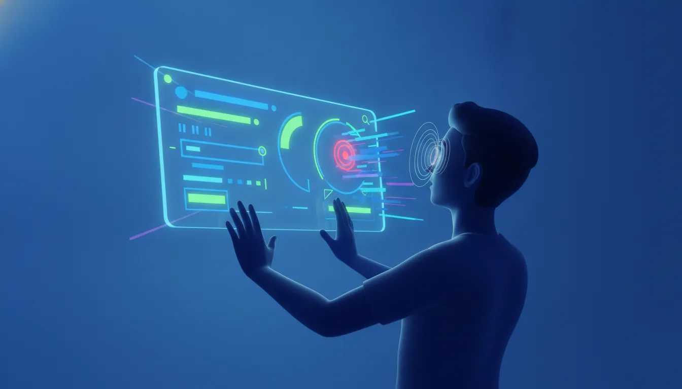 Ilustrace rychlého otestování reflexů v prostředí mobilního vyhledávání s neonovými pohybovými efekty