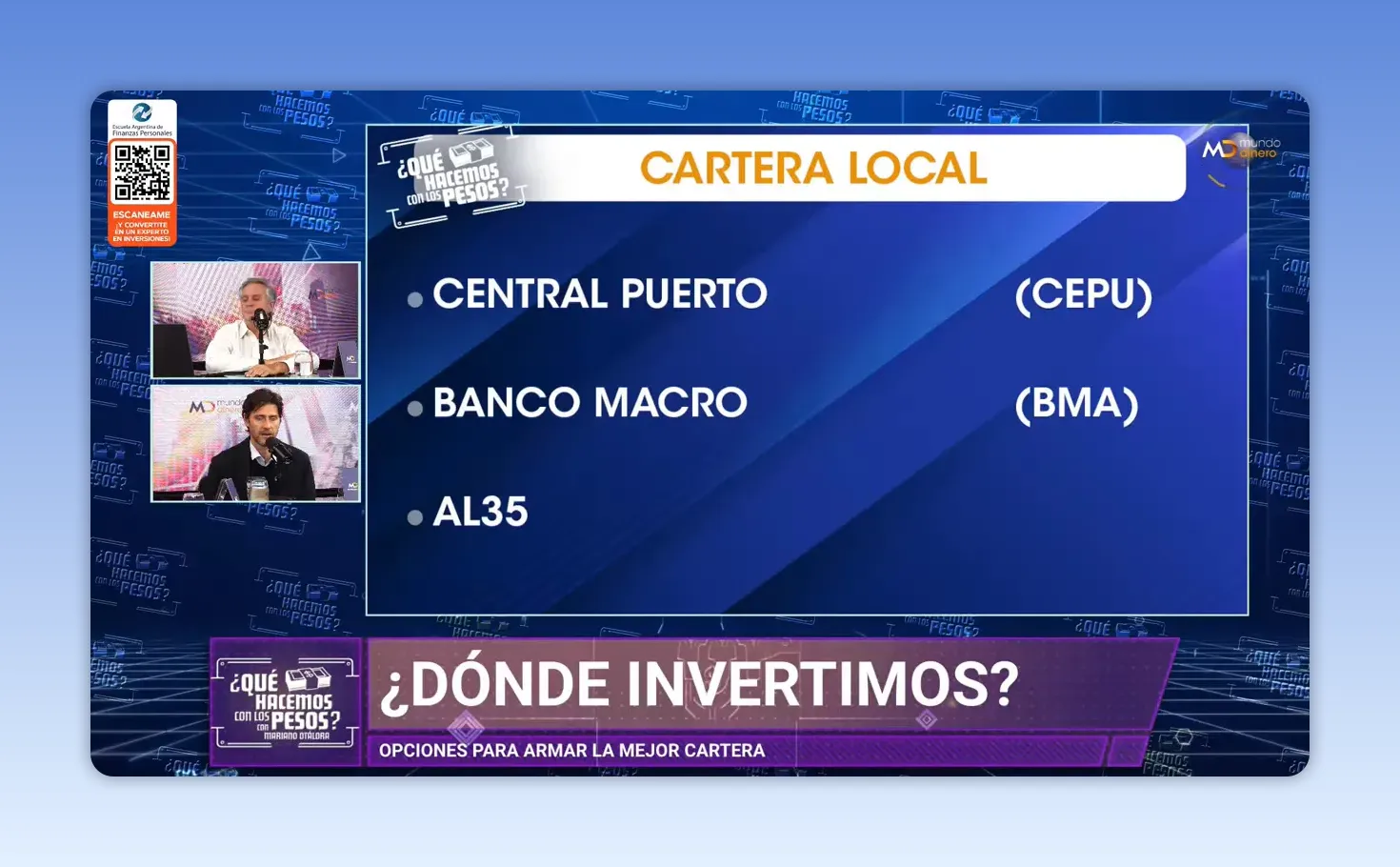 Placa azul con composici�n de cartera local y rendimientos indicativos