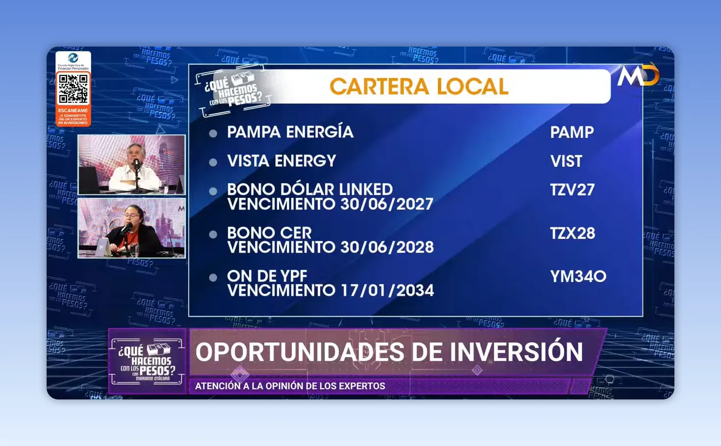 Placa de cartera local con acciones energ�ticas, bonos d�lar linked y obligaciones negociables