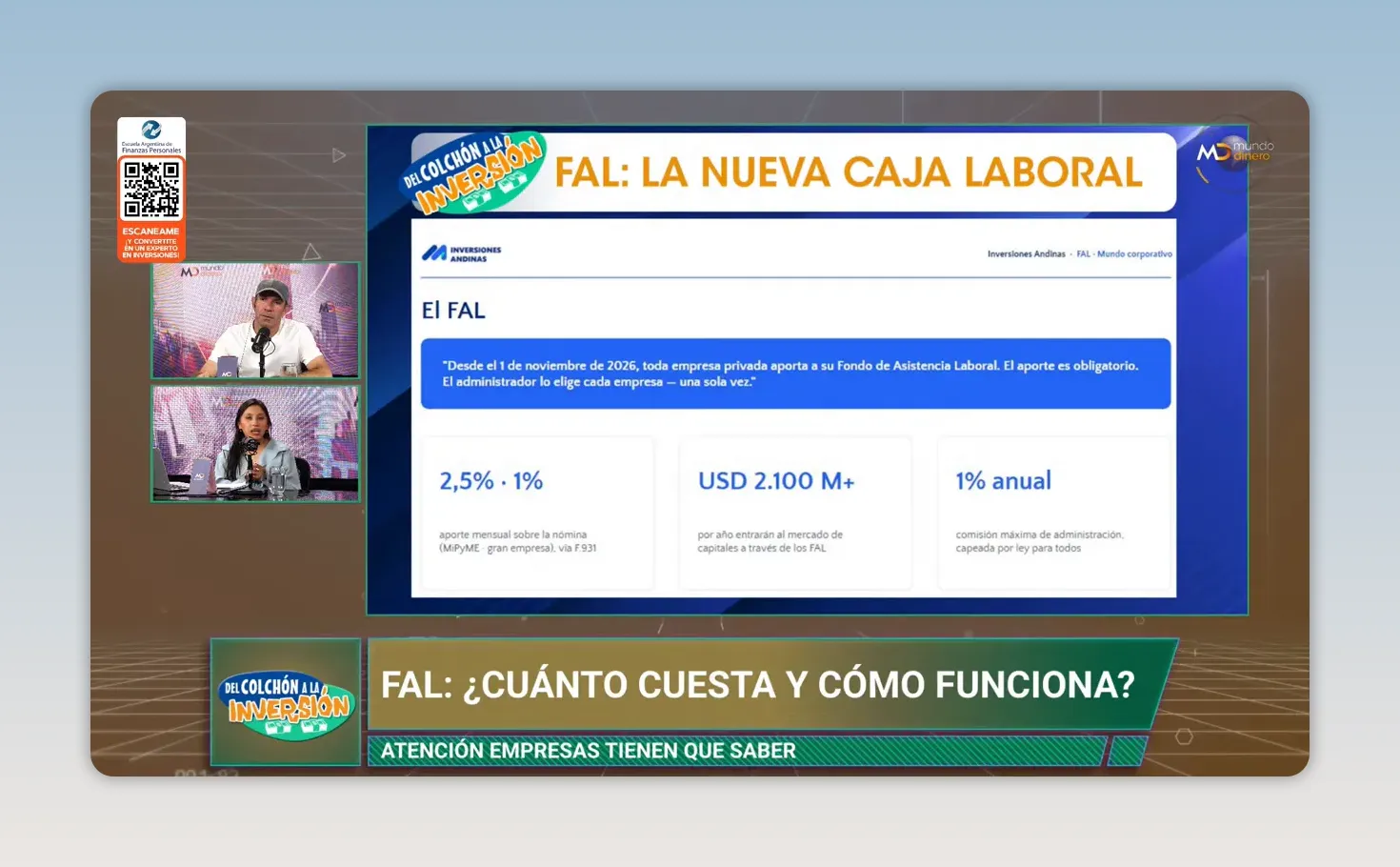 Placa informativa sobre el Fondo de Asistencia Laboral con aportes empresariales