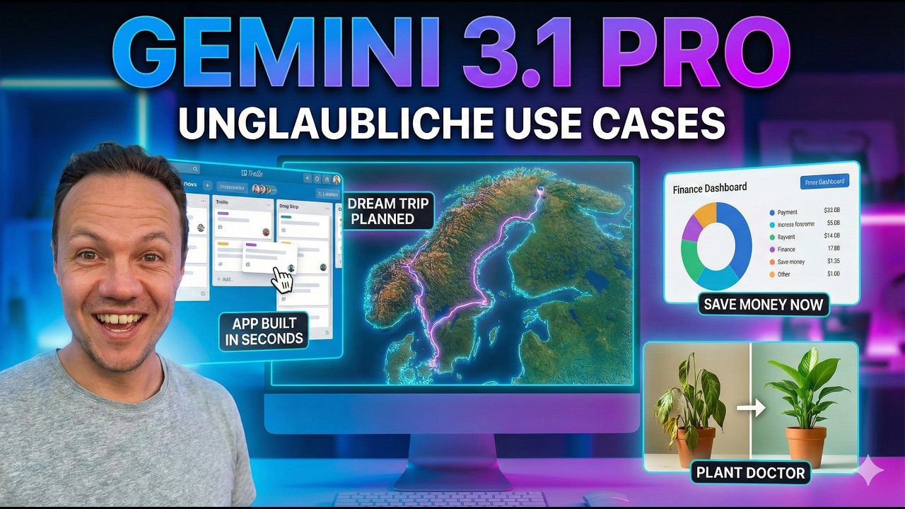 video thumbnail for 'Unglaubliche Use Cases mit Gemini 3.1 Pro (Apps bauen, Finanzen & mehr)'