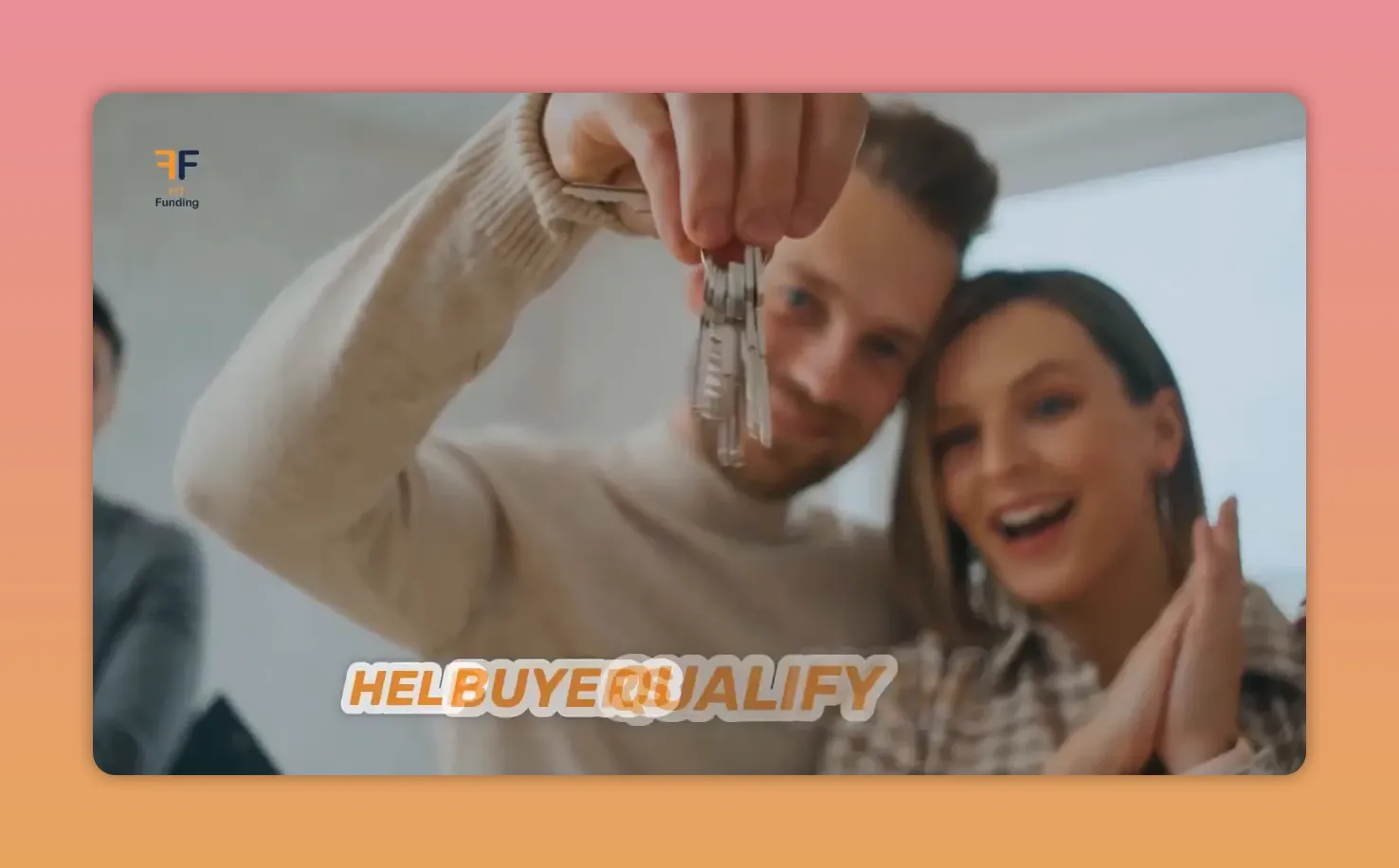 Smiling couple holding house keys up toward the camera