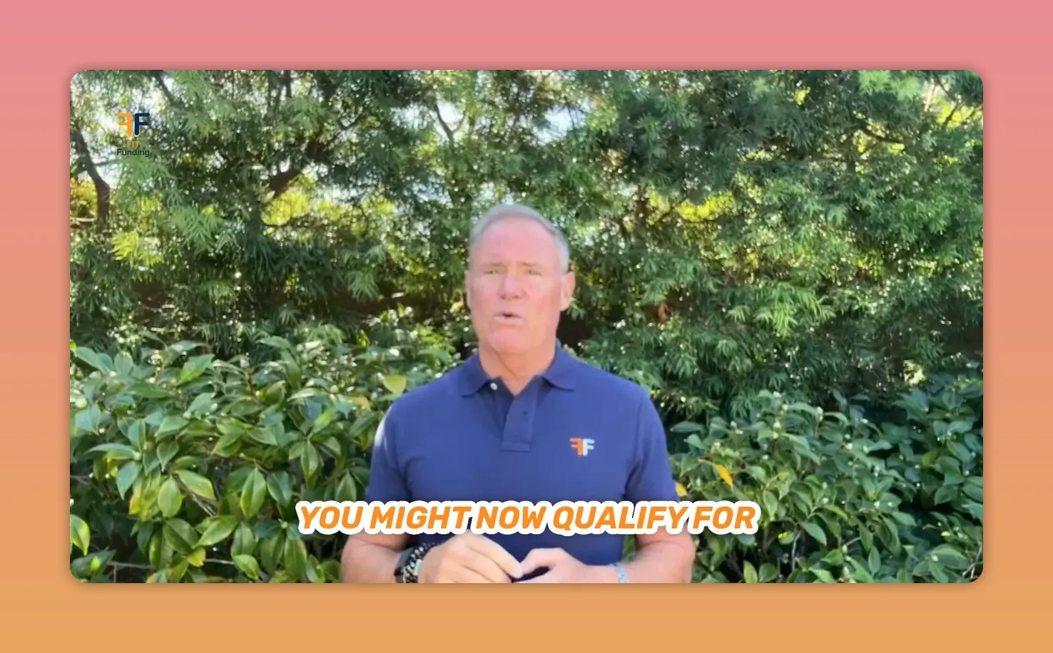 Centered presenter in front of greenery with bold caption overlay 'YOU MIGHT NOW QUALIFY FOR'.
