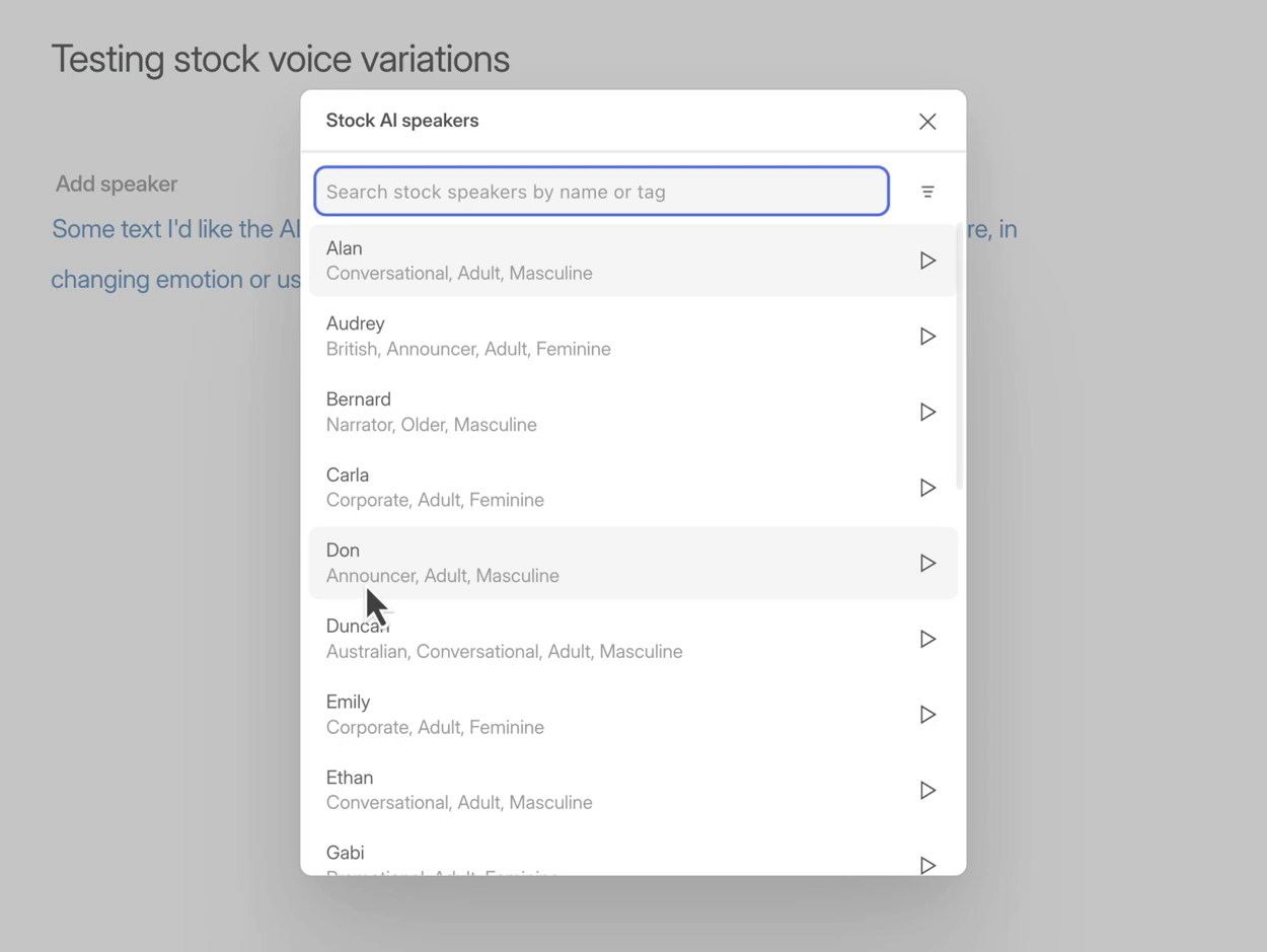 Selecting Don voice