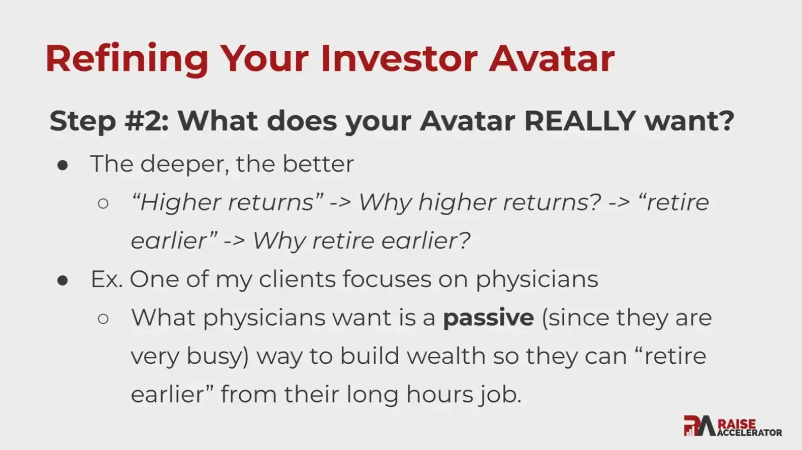 Doctors as investor avatar example