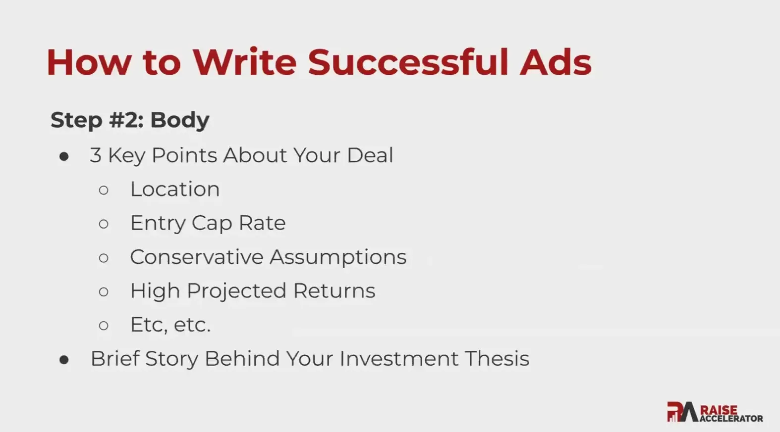 Facebook ad example with hook, body, and call to action