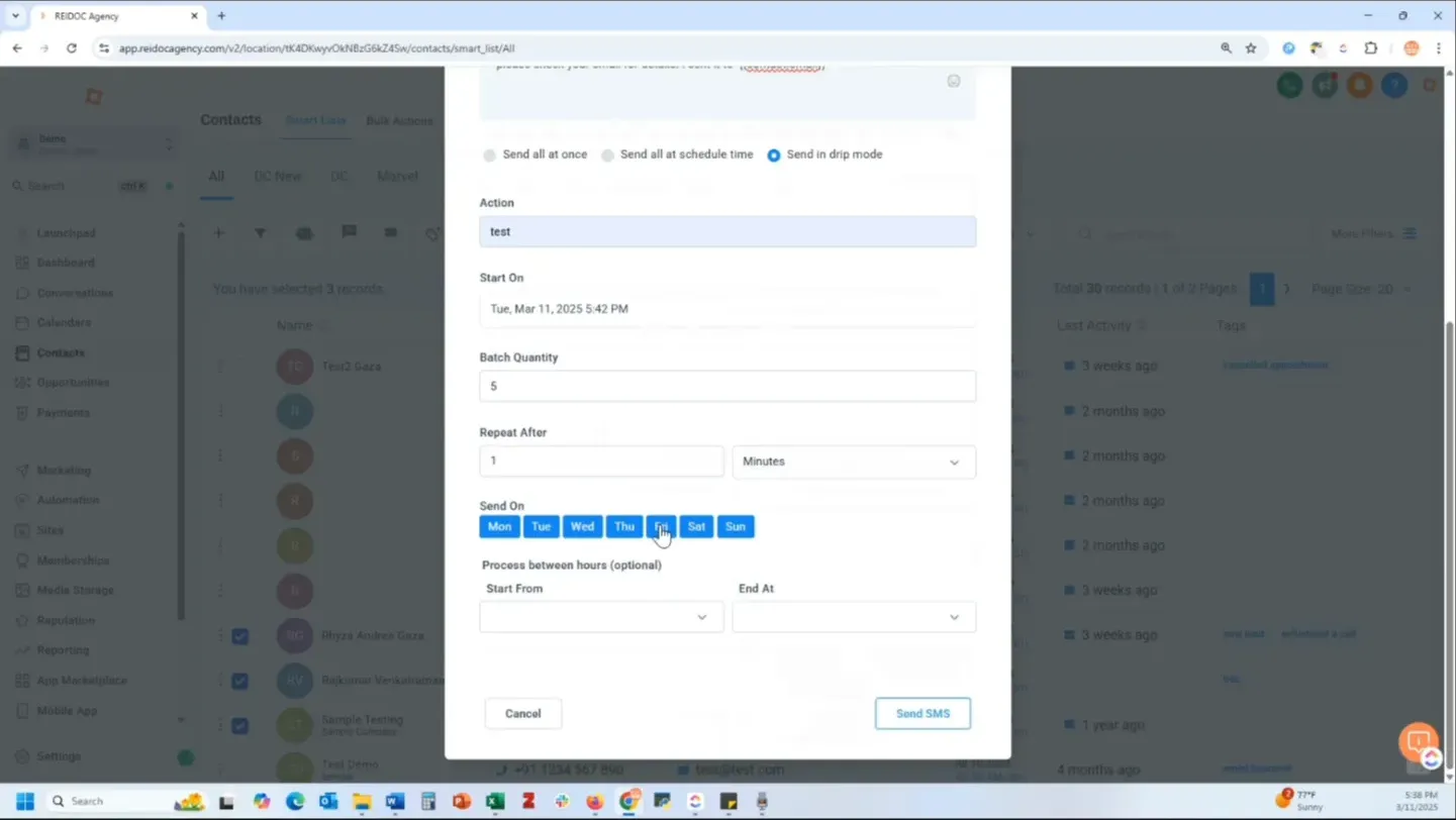 Setting up drip messaging