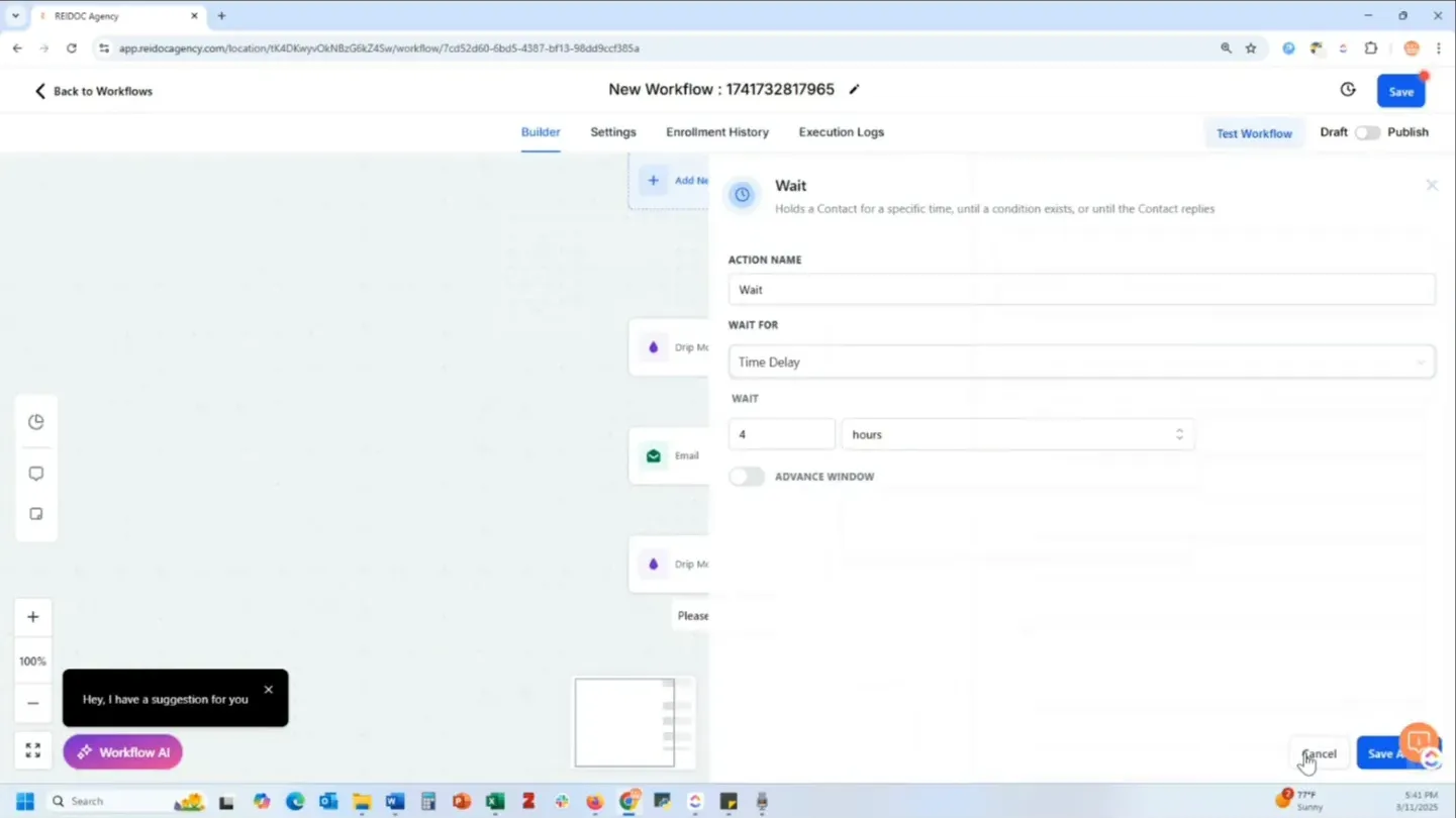 Example of an automated SMS workflow