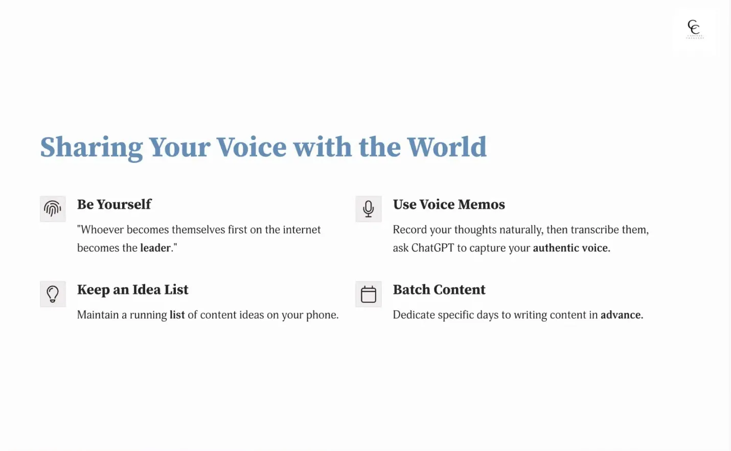 Keeping a content idea list