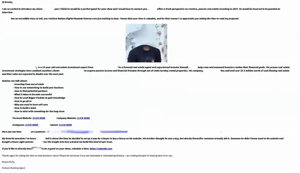 Example of a poor, overly long pitch