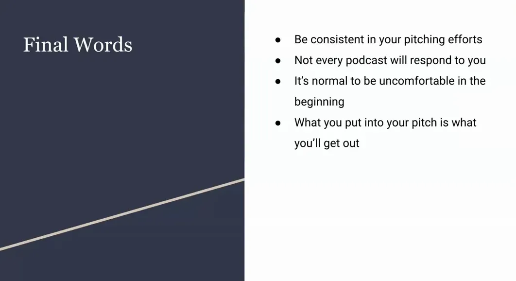 Trevor discussing practice and consistency when pitching podcasts