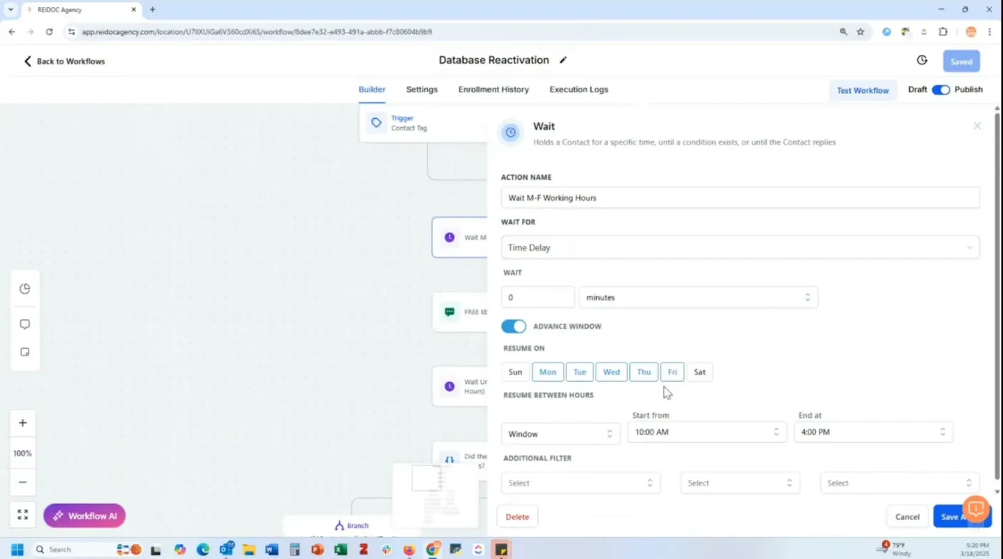 Setting up automation timing for SMS