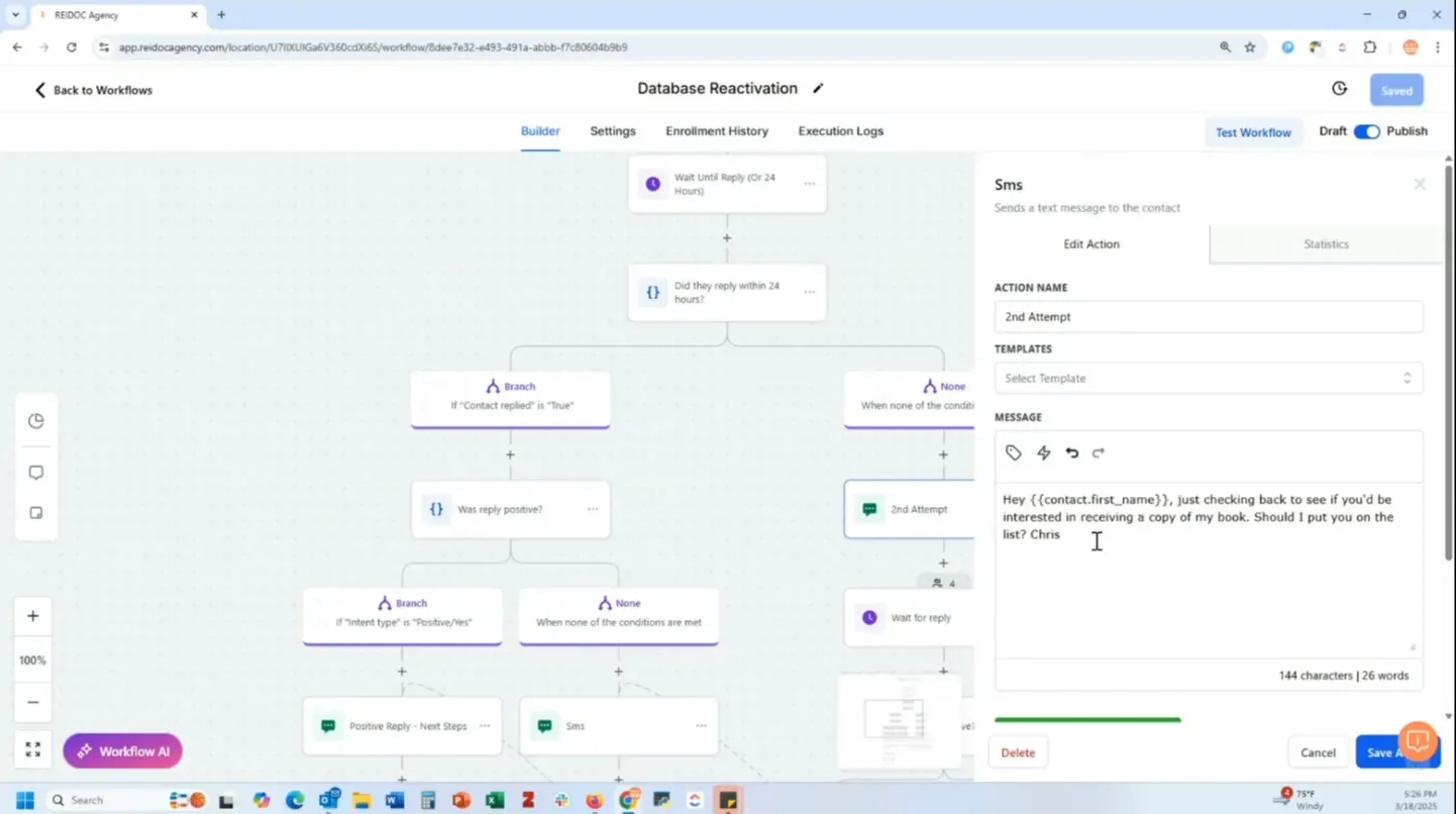 Example follow-up message