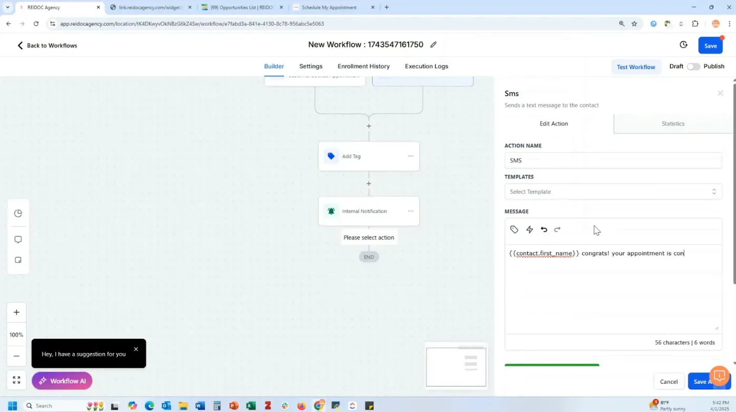 Automating notifications for appointments