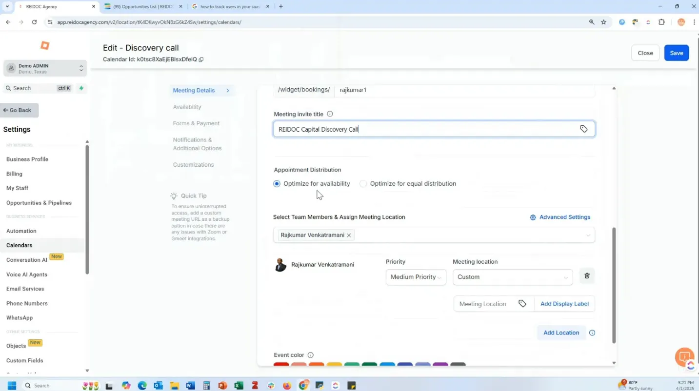 Customizing your calendar with logo and description