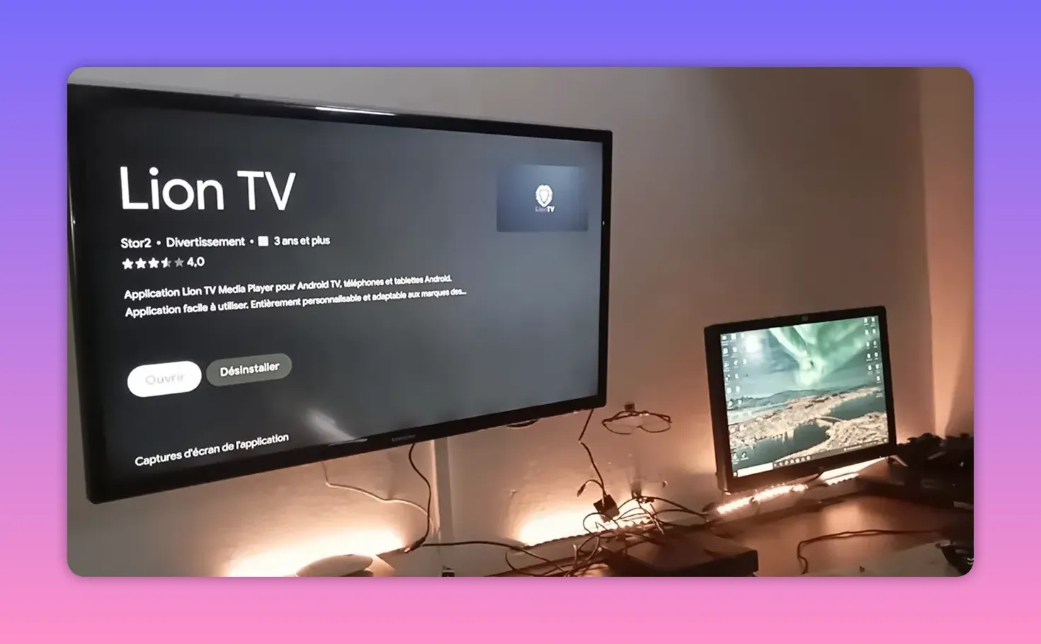 واجهة Lion TV في المتجر تعرض معلومات التطبيق وأزرار التطبيق