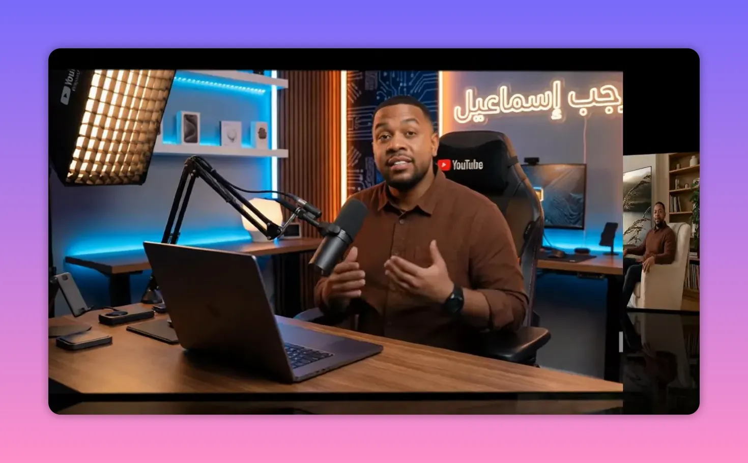 Presenter showing the Downloader app installation code while guiding sideload setup on Android TV