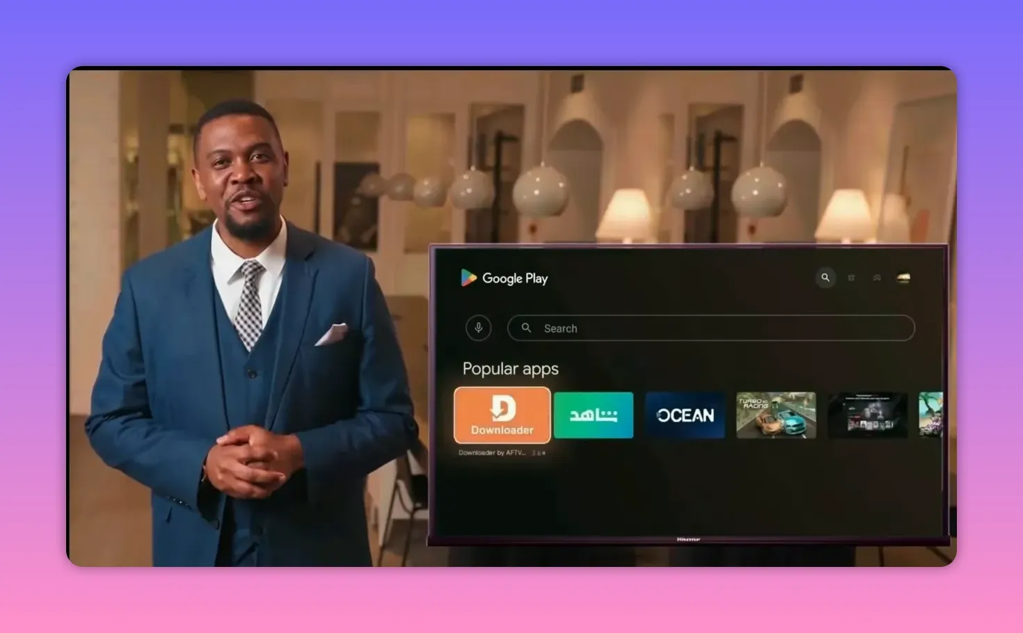 Google Play Store screen showing the Downloader app icon