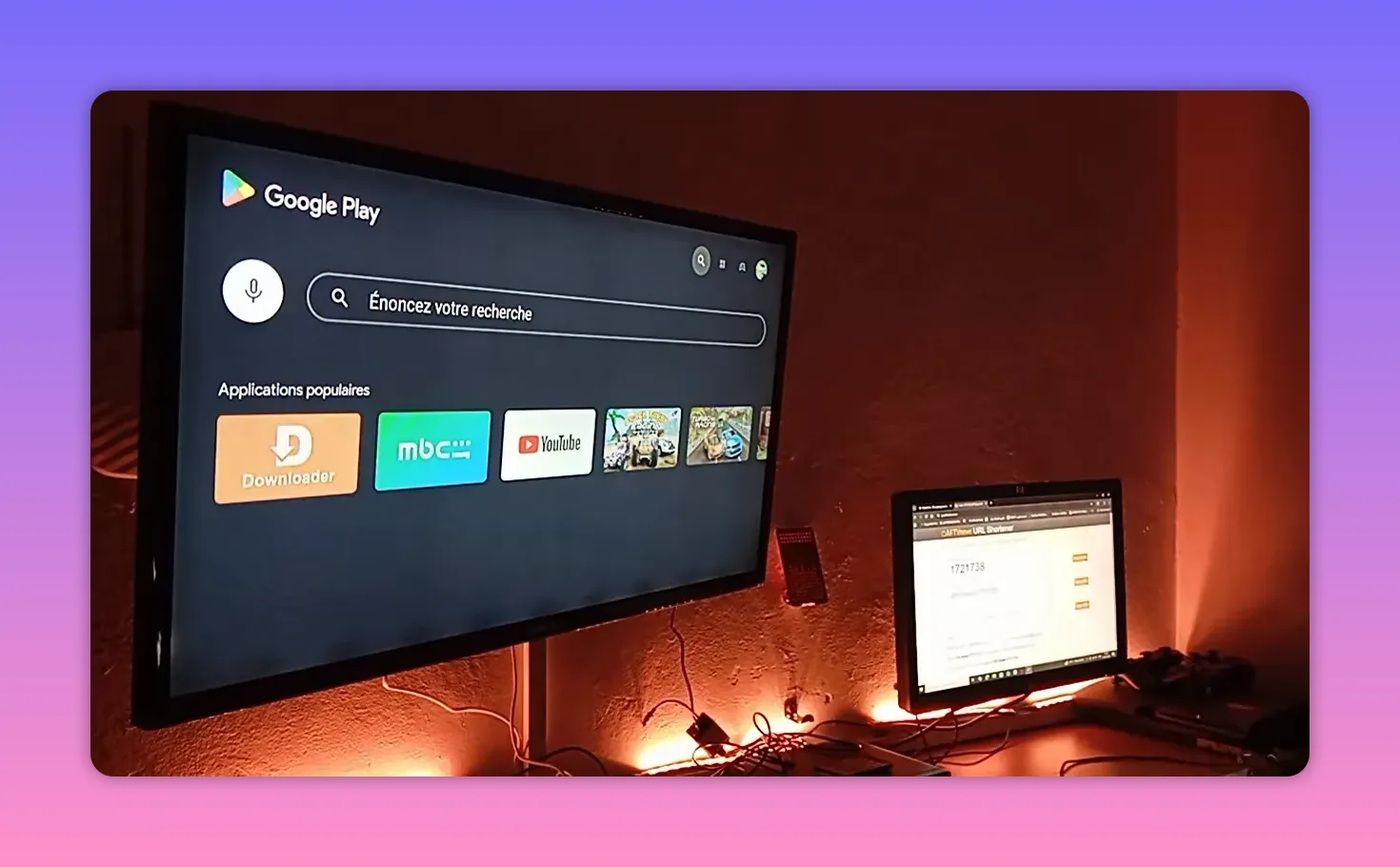 Google Play Store search bar focused on Android TV