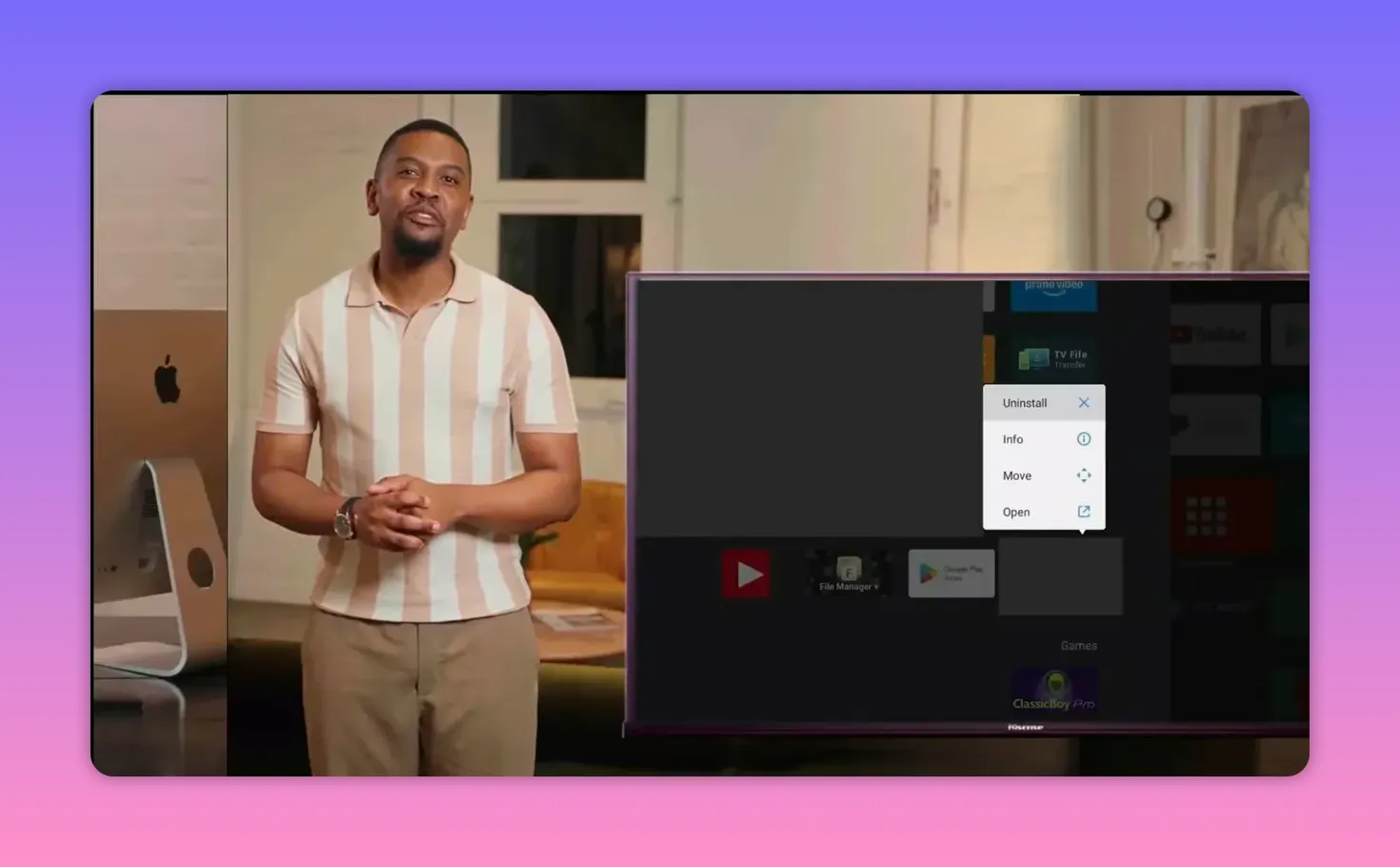 Dashboard uninstall dialog for an installed app on Android TV