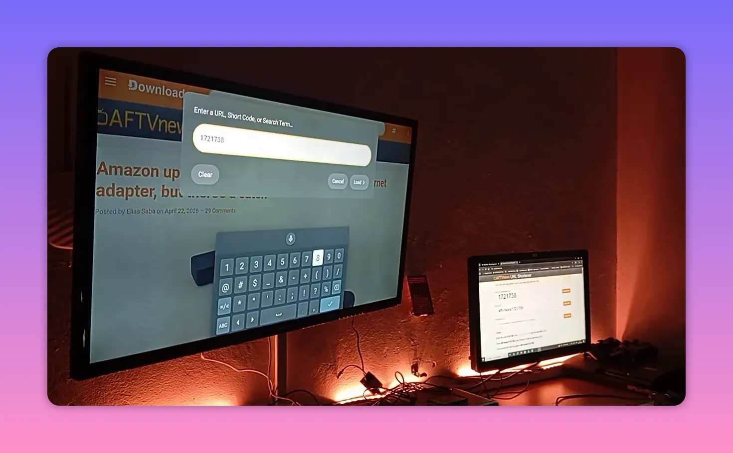 Downloader app on Android TV with Lion code typed in