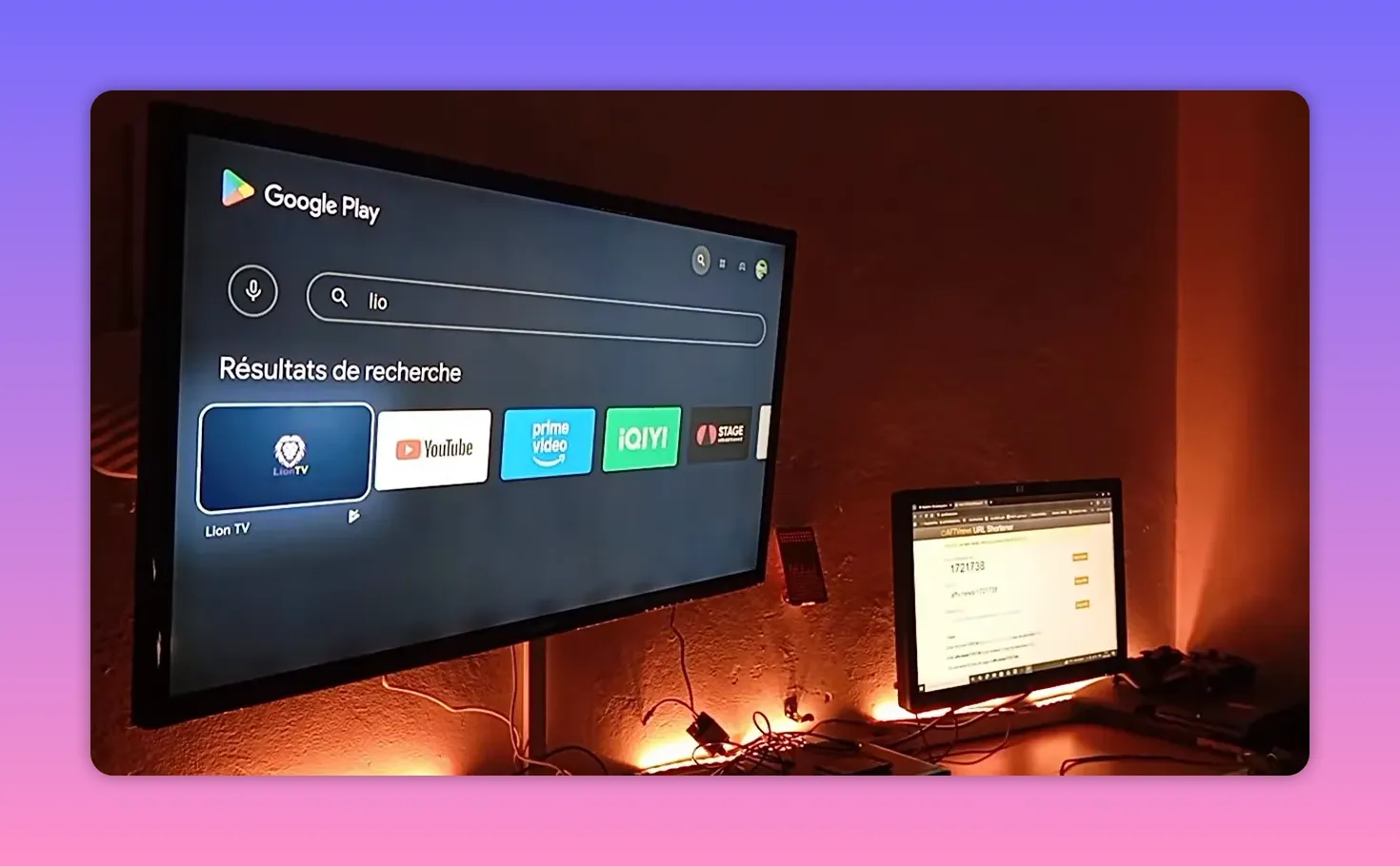 Google Play Store search results for Lion on Android TV