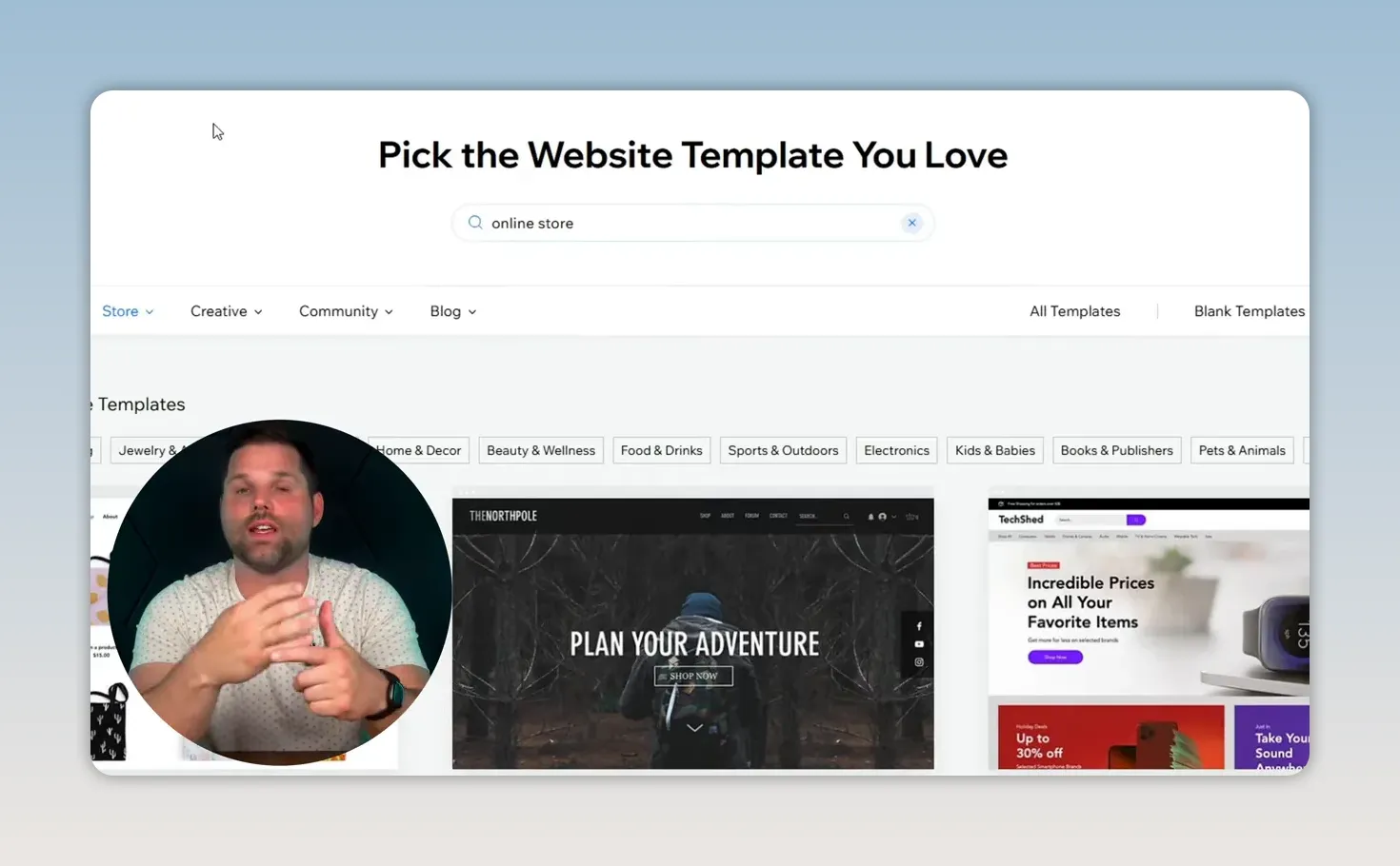 Thư viện mẫu website Wix hiển thị nhiều giao diện theo danh mục